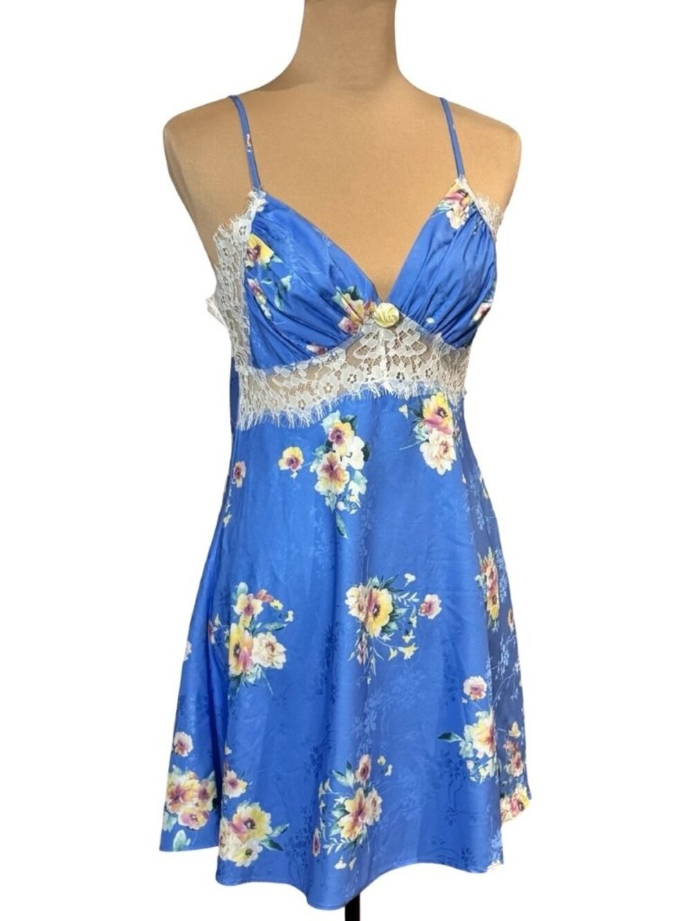 Altar'd State Coquette Fairy Floral Satin Lace Slip Dress Sz S Y2K Babydoll